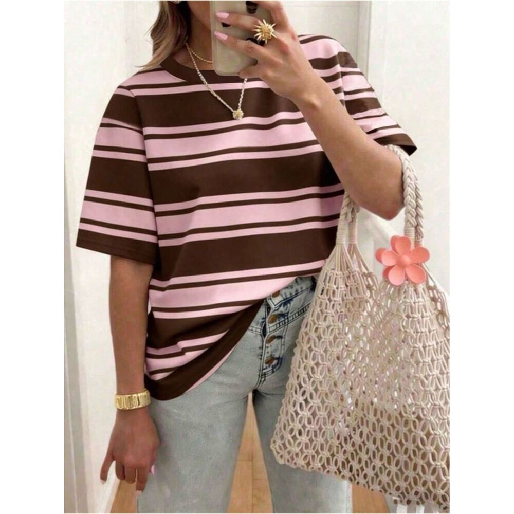 Women’s SHEIN Curve+ Oversized Striped Tee – Size 8X (US 32/34)